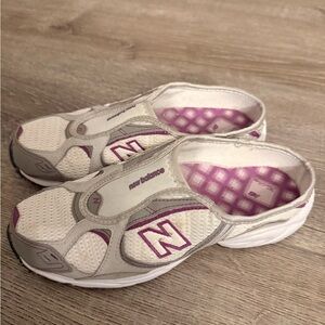 New Balance White and Purple Sneakers Mules Slip-On